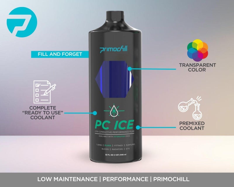 PrimoChill Ice - Computer WaterCooling Coolant, Fill and Forget, Low Viscosity, Low Chemical Content, Full Protection, Proudly Made in The USA (32oz/.9L) - Transparent Steel Blue - Image 3